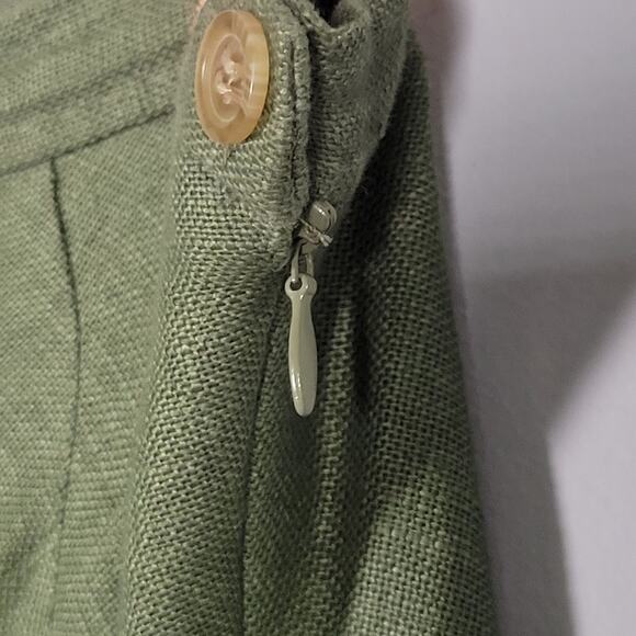 Vintage Chadwick's Olive Green Linen 2 pc. Suit Skirt Jacket Blazer Size 12 - Picture 8 of 13
